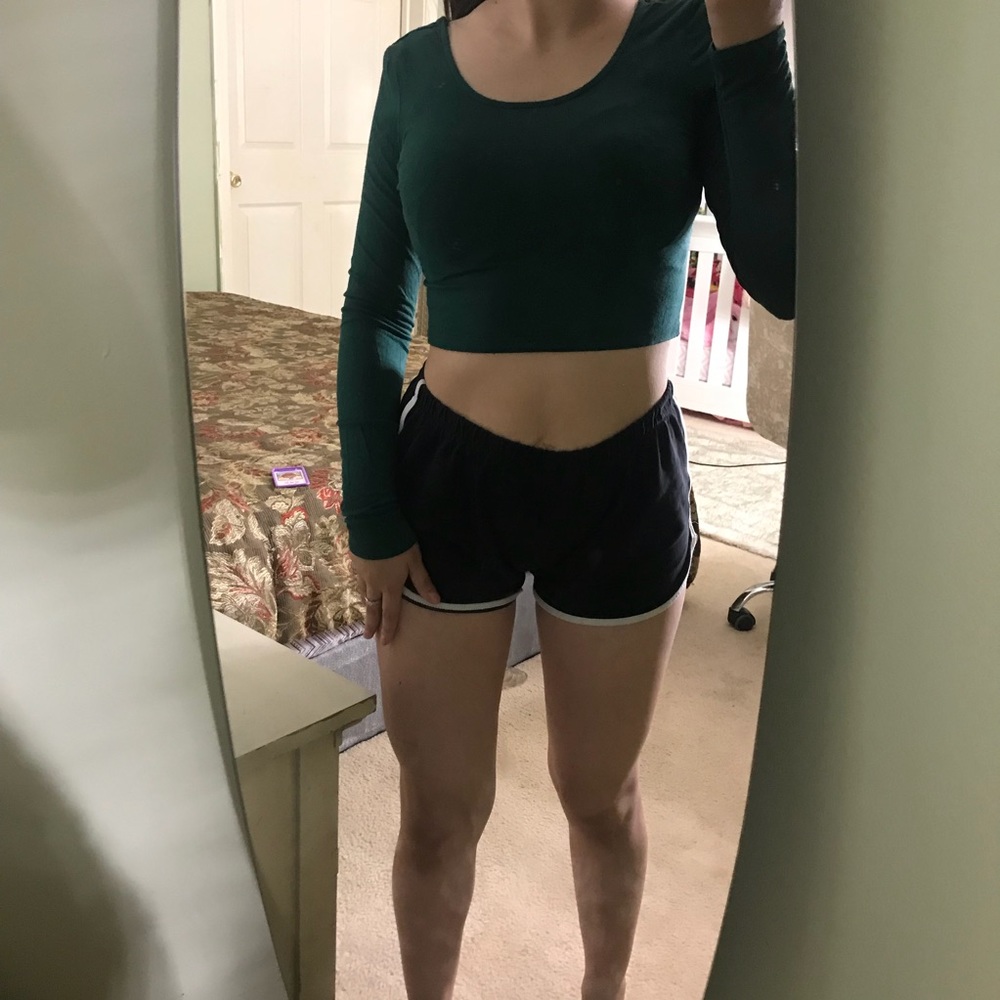 Forest green l/s crop top